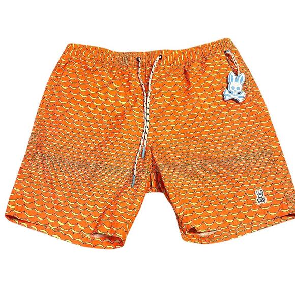 NWT Psycho Bunny Haines Swim Trunks Neon Orange Frost Size XL Surf Beach Travel - Picture 1 of 6